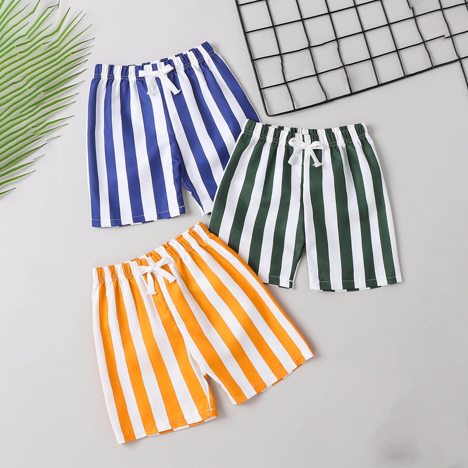 JingChang Summer Boys Hawaiian Sports Shorts Childrens Breathable Striped Printed Loose Casual Beach Pants,Blue,4 Years